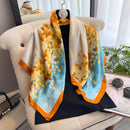 Spring and Summer Fashion Luxury Printing 90*90CM Women Scarf Satin Square Shawl Elegant Headscarf Beach Sun Protection Bandana