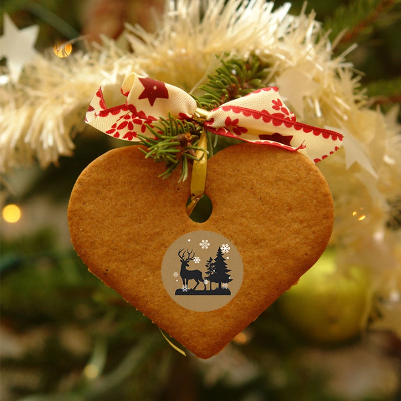 500pcs/ROLL Kraft paper Christmas stickers New Year Thank you stickers Christmas decoration for Card Gift Box Package 1inch