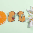 Wholesale Cute Capybara Enamel Pins Cartoon Animal Hard Metal Brooches Shirt Backpack Lapel Badge Jewelry Gift for Kids Friends