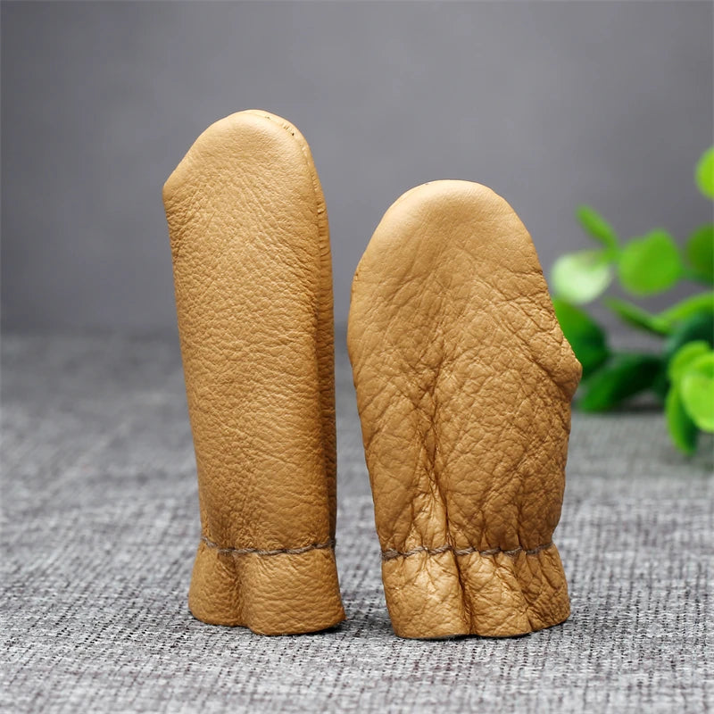 10Pcs Leather Thimble,Thumb&Forefinger Protector Sleeve Needle Felting Guard Finger Sleeve for Sewing Embroidery Needlework Tool