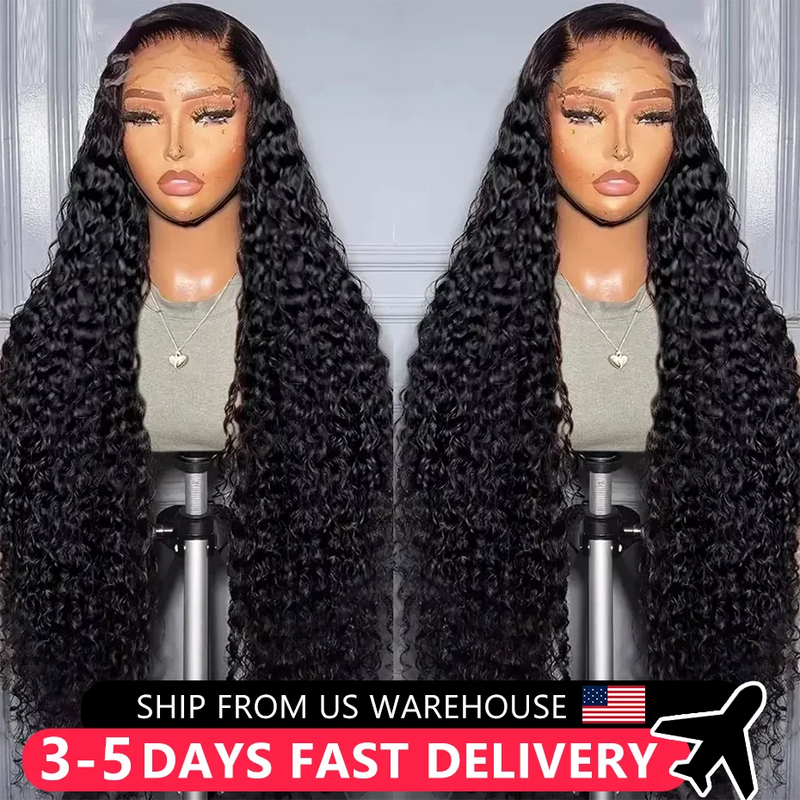 Wig Human Hair 13x4 HD Lace Frontal Wigs Deep Wave Brazilian Water Wave Remy Curly Hair 200% 4x4 Transparent Lace Closure Wig