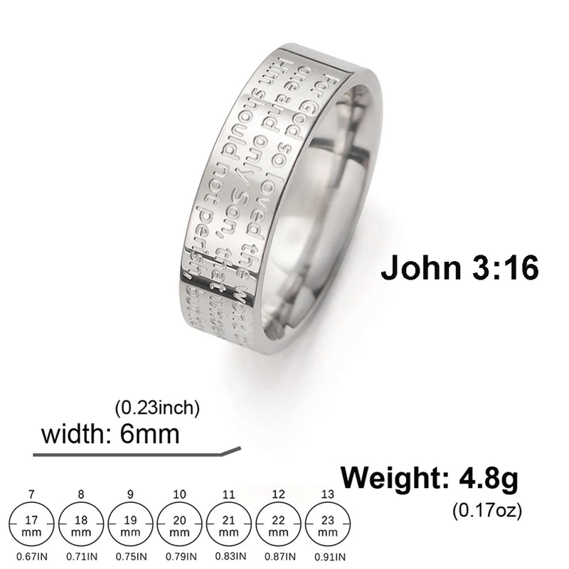 Jeshayuan Christmas Gift John 3:16 Ring For God So Love The World Bible Verse Ring Christian Jewelry Meaningful Gift