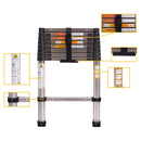 Telescopic Ladder 2.6M-5M Multi-Purpose Steel Extendable Ladder with Anti-Slip Feet,EN131 Sturdy Loft Collapsible for Attic Roof