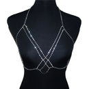 Sexy Shiny Crossed Network Rhinestone Bra Body Chain Exaggerated Women's Crystal Bikini Bra Chain Valentine's Day Gift