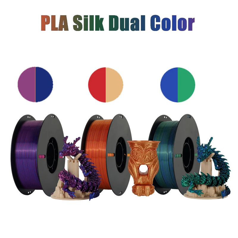 Tri-Color Dual-Color Silk Rainbow PLA Filament 1.75mm Accuracy+/-0.03mm 3D Printer Filament Compatible with Most FDM Printers