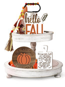 6ps Rustic Farmhouse Fall Decor Set - Autumn Pumpkin Theme, Wooden Tiered Tray Accents For Thanksgiving & Harvest Season