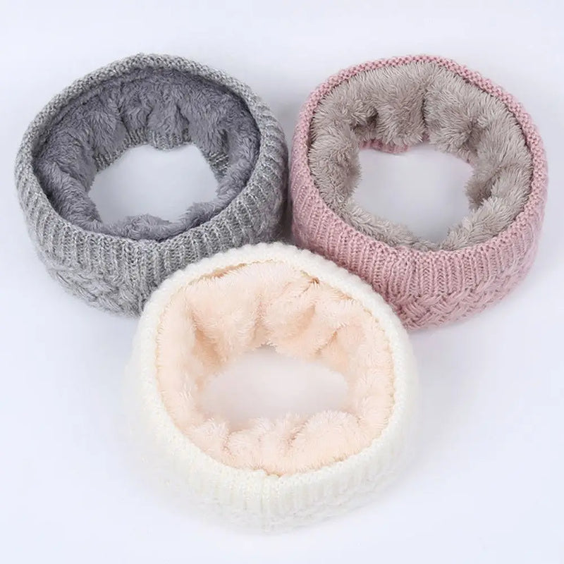 Knitted Neck Scarves Autumn Winter Thermal Women Men Thick Fleece Inside Wool Collar Elastic Scarves Snood Outdoor Neck Warmer