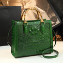 Brand Genuine Leather Real Bamboo Women's Bag Crocodile Pattern Handbag Portable Tote Bag Mom Tide Shoulder Messenger Bags