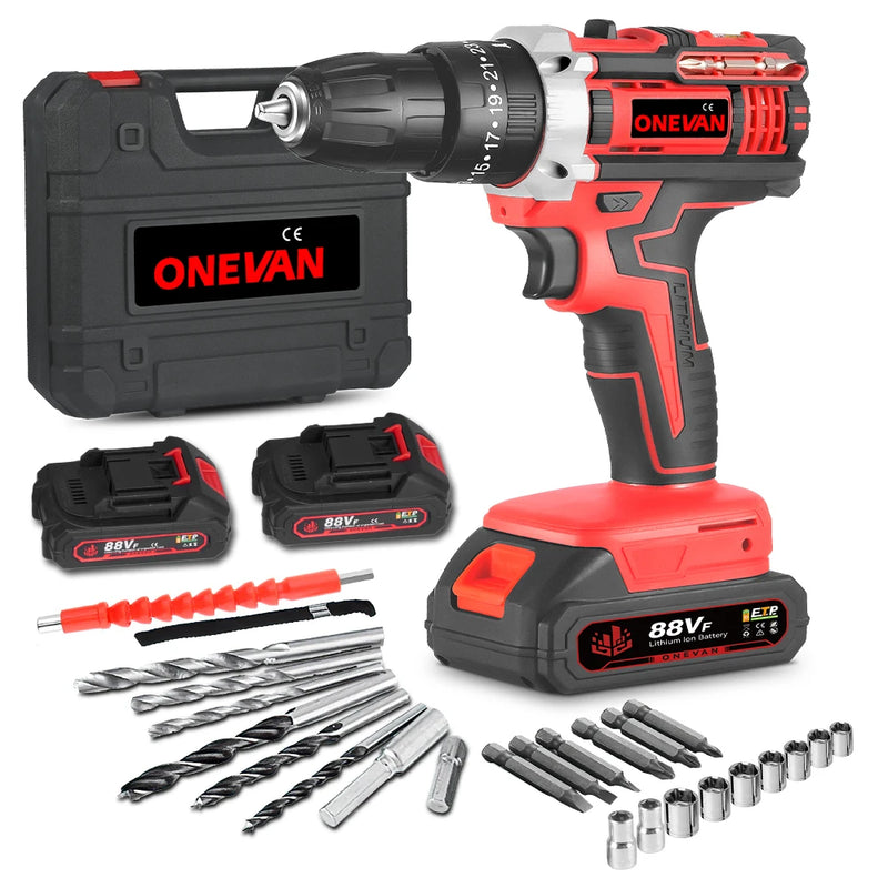 ONEVAN 10mm Cordless Electric Drill Driver Rechargeable Impact Hammer Drill Car Repair Screwdriver Tools For Makita Battery Pin