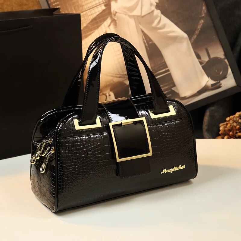 Mother Bag New Fashion Women Handbag Shoulder Messenger Middle-aged Leather Female Bag Crocodile Pattern Portable Boston Bags