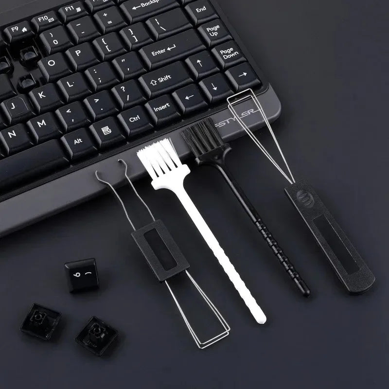 4 in 1 Keycap Puller Stainless Steel Keyboard Removal Tool for Mechanical Keyboard Clean Computer Cleaning Brush Fixing Kit