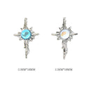 3D luxury zircon Star cross Nail Metal Charms 10pcs mermaid  bead nail jewelry  11*18mm Aolly Nail Art Crystal Gems Decorations