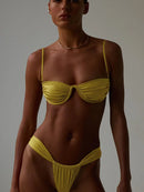 Miyouj New Two Piece Suit Solid Bikini Sets Push up Swimsuits Sexy Bikini 2025 Swimwear Low Waist Biquini High Cut Bathwear