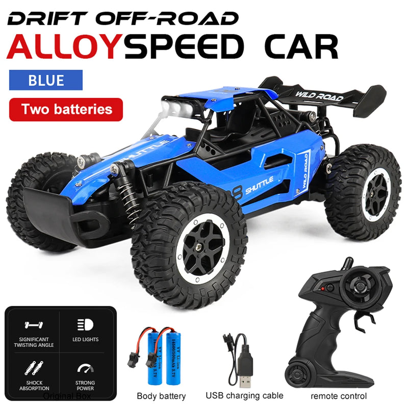 New RC Car 1:16 2WD with LED Light 2.4G 20KM/H High Speed Off-Road Climbing Remote Control Car Toy Gifts for Boys Girls Kids