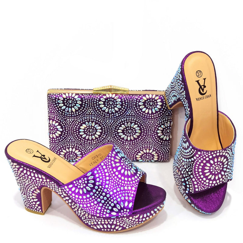 Latest Design African Wedding Italian Shoe and Bag Sets Decorated with Appliques Nigerian Women Wedding Shoes High Quality Pumps