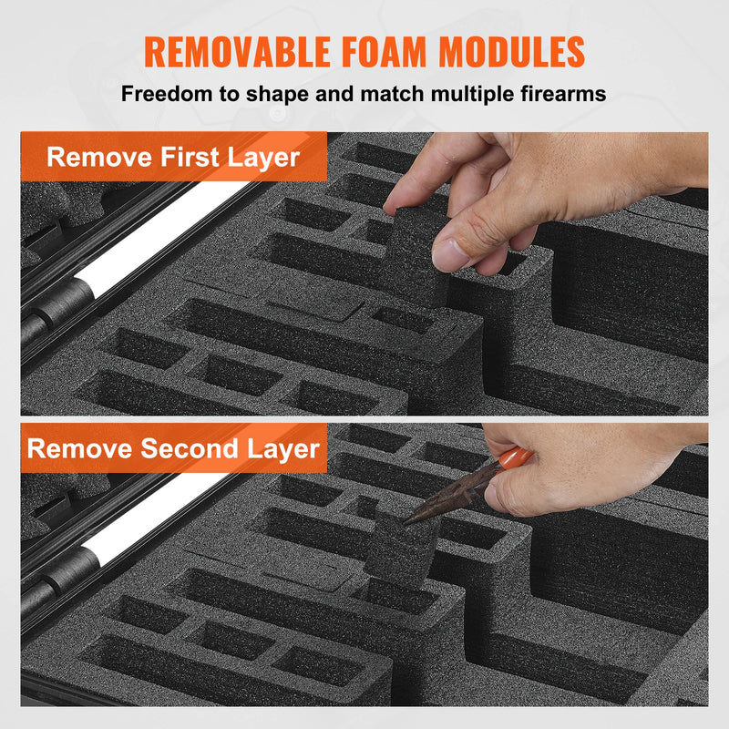 SucceBuy Hard Pistol Cases with Pre-cut PU Foam Lining Waterproof Dustproof Hard Gun Case for 1/2/5/6Pistol Lockable Pistol Case