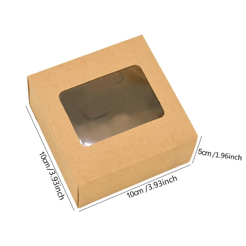 6Pcs Black/White Kraft Paper DIY Gift Box With Window Wedding Birthday Party Decoration Cake Packaging Box Event Party Gift Case