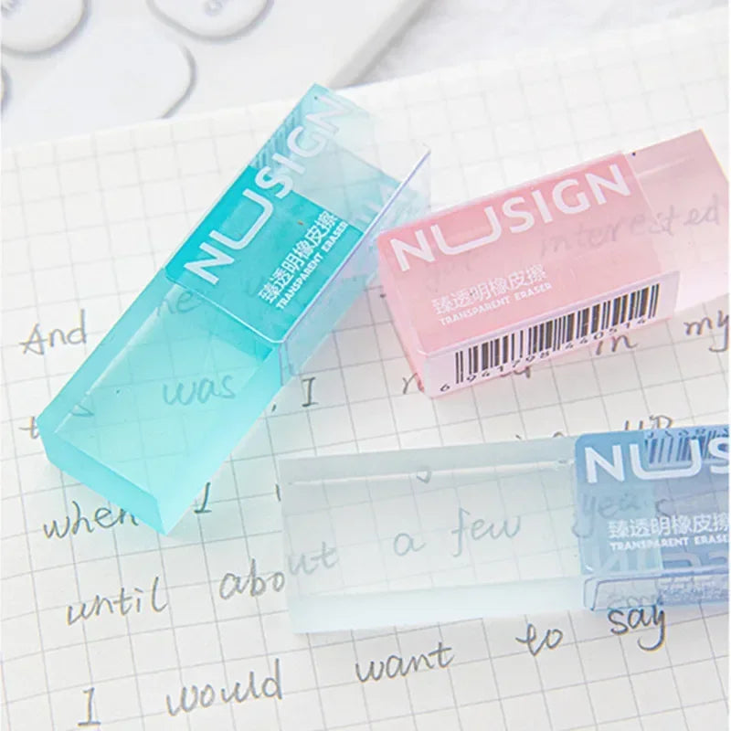 Cute Erasers Transparent Visiable Eraser Ins Simplicity Solid Color Eraser Soft Wipe Clean Eraser Lovely Stationery Supplies