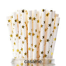 25pcs Foil Gold Silver Disposable Drinking Paper Straws Rainbow for Birthday Wedding Christmas Party Event Supplies