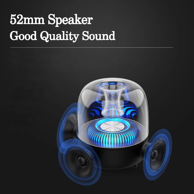 True Wireless Stereo Bluetooth Speaker with Transparent Design Breathing LED Light TWS Bluetooth 5.0, TF Card & FM Audio Speaker