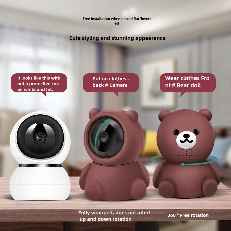 Smart Home Baby Security Monitor WiFi IP Camera Cartoon Bear Halloween Gift CCTV 1080P HD Surveillance Auto Tracking Camera