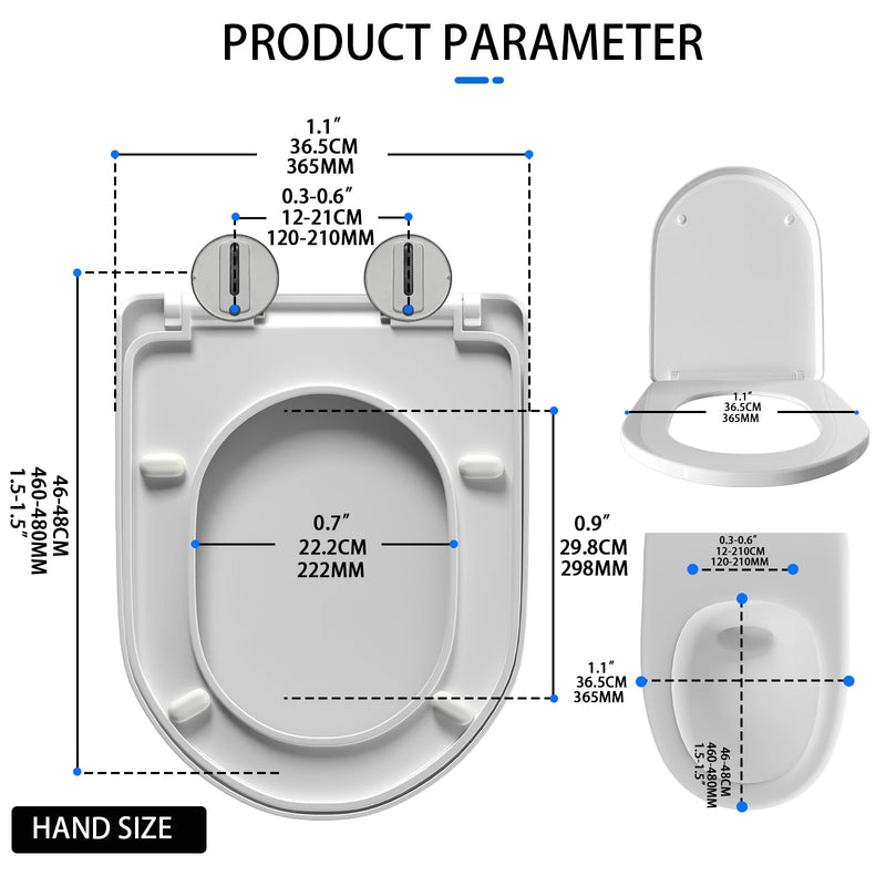 Toilet Seat Lid Toilet Seat Cover Soft Close White Toilet Seat Wc Quiet-Close Lid Easy Cleaning Quick Release,Anti Slam