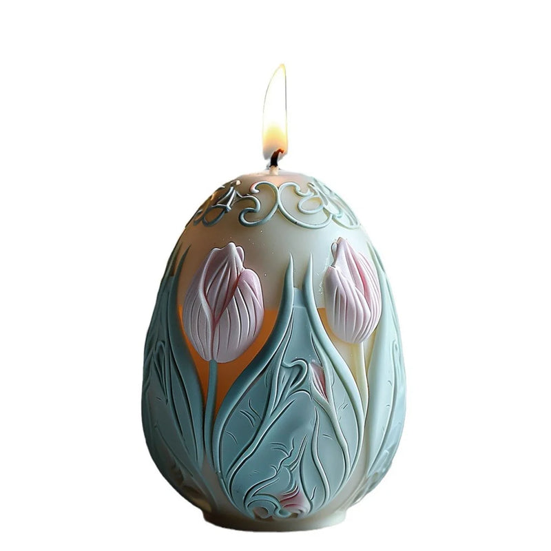 3D 2025 DIY Flower relief egg candle silicone mold Rose flower Easter egg resin mold Peony flower relief egg Decor gypsum mold