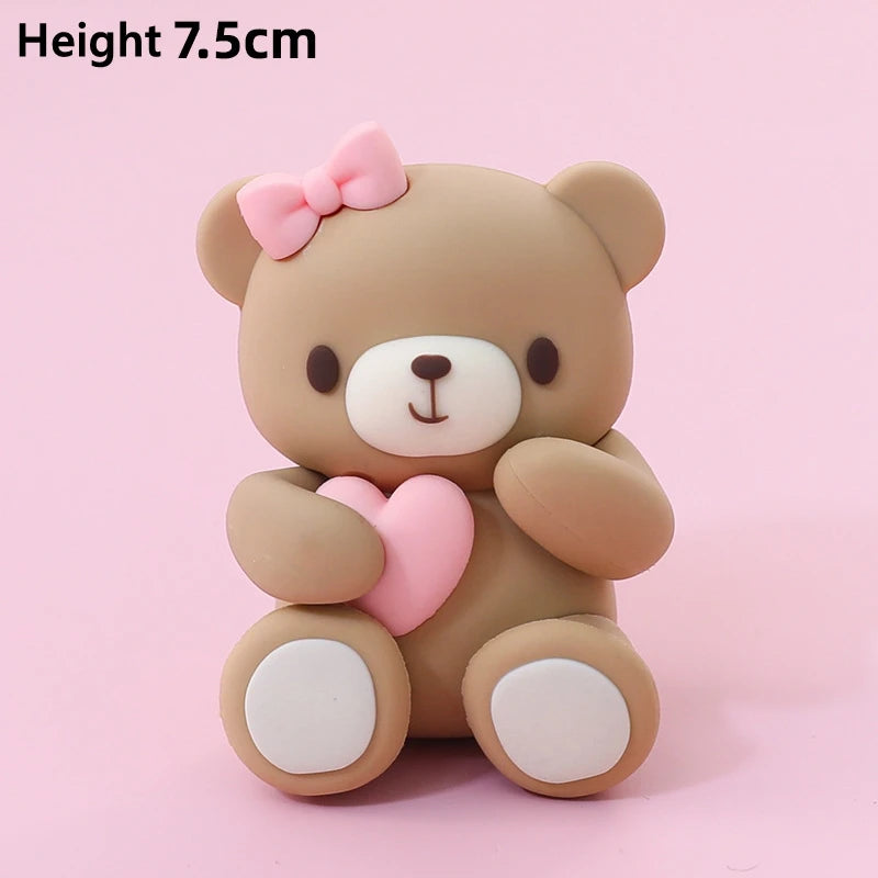 Pink Blue Bear Cake Topper Baby Shower Boy Girl Birthday Party Cake Decor Adult Birthday Gifts Wedding Cake Decorating Baking