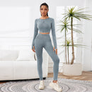 2 Pieces Sets For Women Wash Tie-dye Sports Sets Long Sleeved Round Neck Top Hight Waist Lift Hip Outdoors Leggings Sports Sets