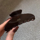 1pc Korean ins autumn/winter Maillard hair clip gold label chocolate brown hair clip shark clip large