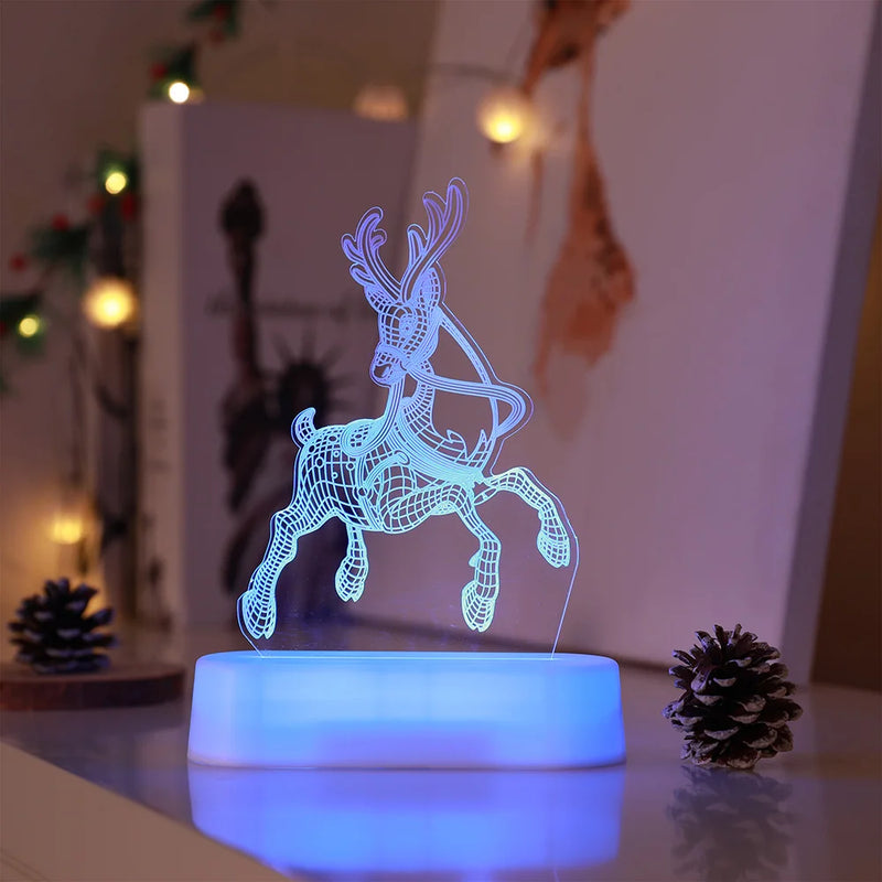 Merry Christmas Night Light 3D LED Illusion Lamp Battery Powered 7 Colors Remote Control Snowman Table Lamp Xmas Home Decoration