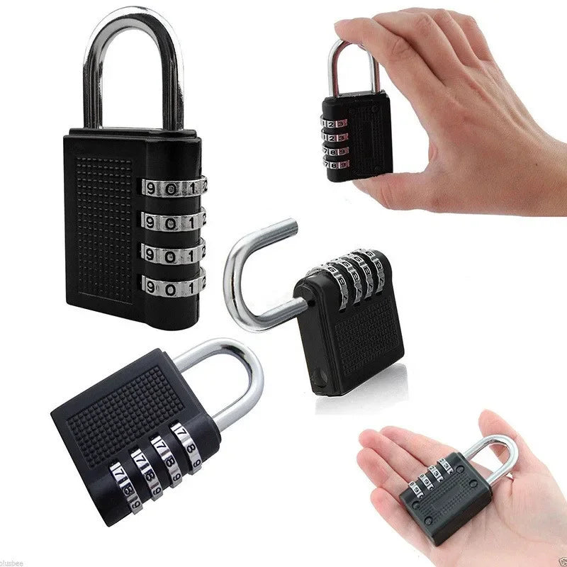 Heavy Duty 4 Dial Digit Combination Lock Weatherproof Security Padlock Outdoor Gym Trunk Safely Code Lock Black 80*43*14mm