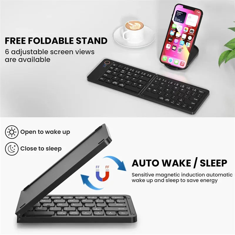 Bluetooth Keyboard Wireless Keyboard Folding Keyboard Portable Foldable Mini Keyboard For Windows Android IOS Laptop Tablet