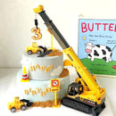 Excavator Crane Tractor Birthday Cake Topper Construction Party Cake Decor Kids Boy 1st Baby Shower One Year Happy Birthday Cake