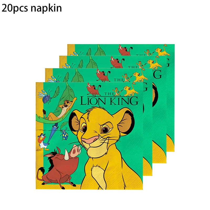 Lion King Simba Party Decorations Disposable Tableware Cup Plate Napkin Tablecloth Cake Topper Banner for Kids Party Supplies