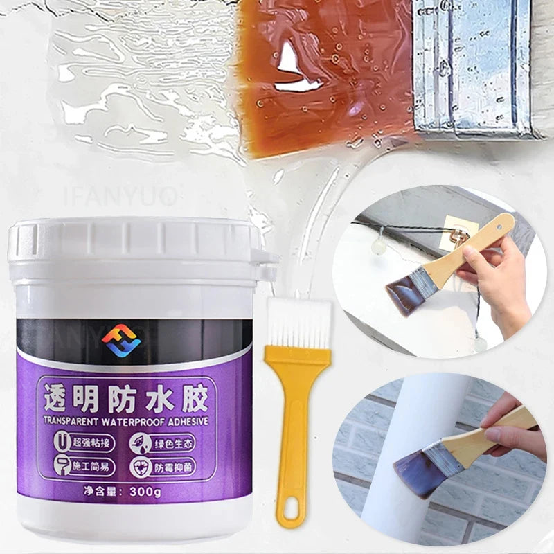 300g Transparent Waterproof Sealant Adhesive for Exterior Walls Leak Proof Coating Bathroom Floor Crack Sealing Mold Proof Coat