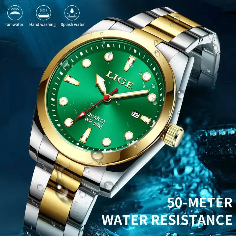 LIGE Diver Watches For Men Fashion Military Waterproof Quartz Chronograph Wristwatches Top Luxury Sport Watch Men Reloj Hombre