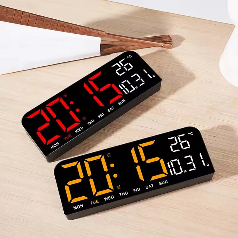 Large Screen LED Digital Bedside Alarm Clock With Temperature Calendar Electronic Table Date Display Home Decor