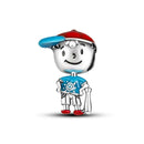 Silver Plated Boy Girl Couple Lovers Beads Charms Zirconium Dangle Fit Original Pandora Bracelet Necklace Jewelry Women