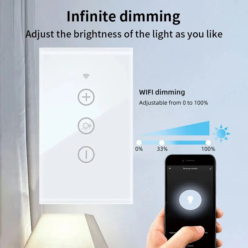 Tuya WIFI Smart Life LED Dimmer Switch US LED Dimmer SwitchSmart Life Tuya APP Remote Control For Alexa Google Home