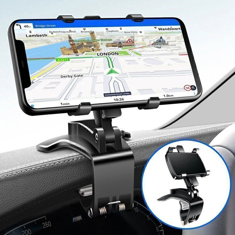 Car Dashboard Support 360 Degree Rotating Auto Grip Mobile Phone Fixed Bracket Foldable Rearview Mirror Navigation Bracket