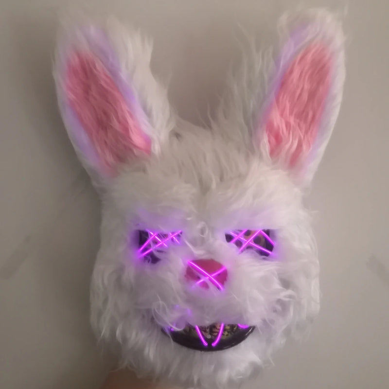 1pc Random Halloween Scary Mask LED Rabbit Bunny Mask, Bloody Plush Head Mask, Cosplay Costume Props Halloween Party