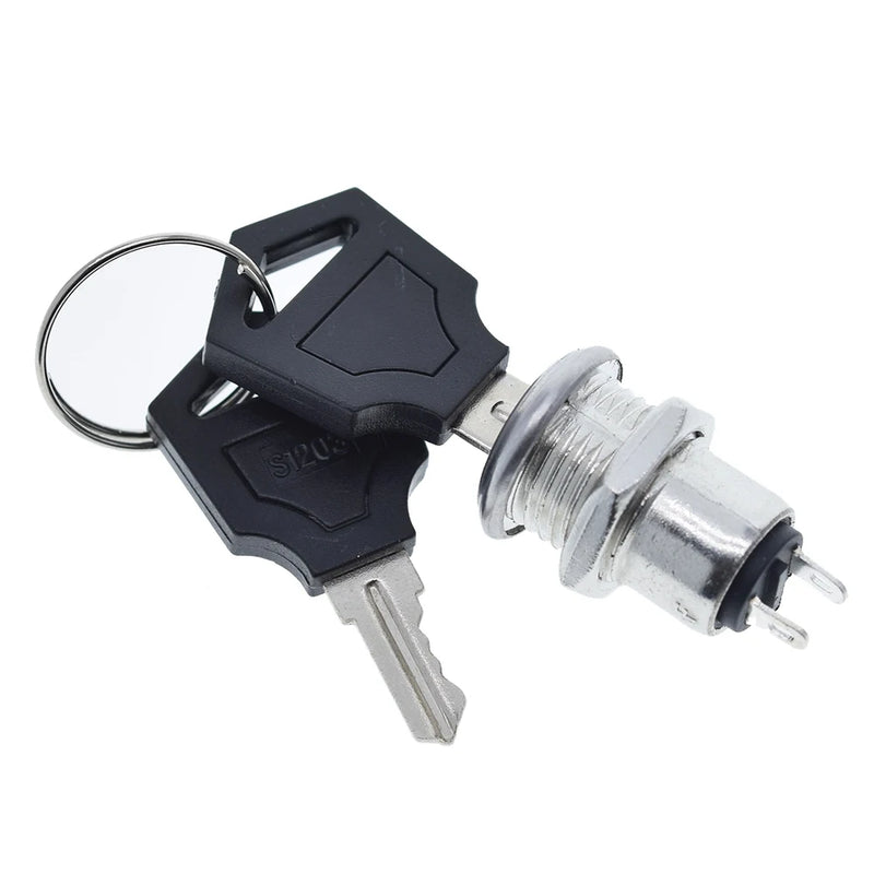 12mm Stainless Steel Electronic Key Switch ON OFF Lock Switch Phone Lock Security Power Switch 12*21mm S1203 2PIN 2 Keys