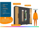 Wardrobe Couple with Mirror 6 Doors 4 Drawers Araplac Braga