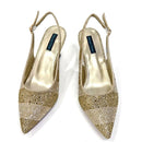 Venus Chan High Heels Shoes for Women Embroidery Rhinestone Italian Design Gold Color Pointed Toe Shoes and Bags Set Fashio