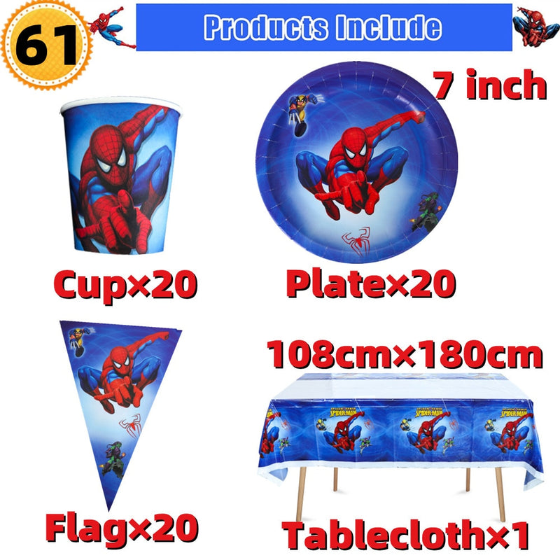 10/20 people Spiderman Theme Birthday Party Decorations Set Paper Cup 7inch Plate Superhero Baby Shower Kids Boys Party Supplies