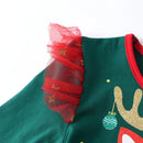 DXTON Princess Dress For Girls Christmas Gift Elk Printed Children New Year Party Clothing Winter Layered Mesh Kids Xmas Dress