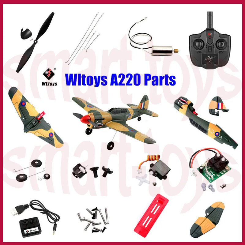 Wltoys XK A220 Receiver Servo Motor Fairing Cover Shell Blade Reduction Gear screws pull rod Propeller WL P40 RC Airplanes Parts