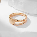 Kinel Unique 585 Rose Gold Color Cross Big Rings for Women Fashion Sparkling Natural Zircon Modern Wedding Party Daily Jewelry