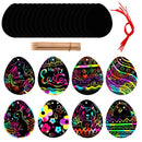 12pcs Easter Magic Scratch Paint Easter Eggs Crafts DIY for Making Holiday Gifts Egg Basket Fillers Party Decorations